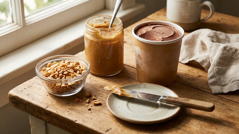 ingredientes de la variante de helado de chocolate con cacahuate