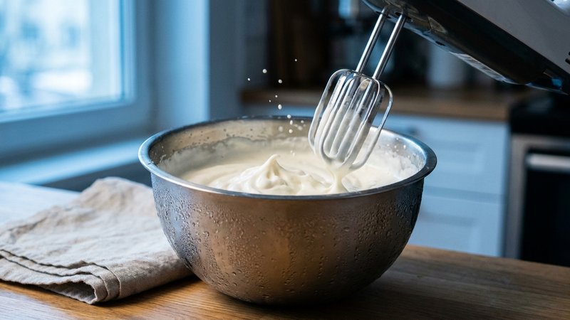 crema para batir montada con picos suaves