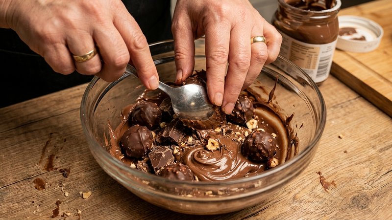 bombones de chocolate triturados para la crema