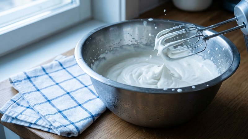batidora eléctrica montando crema para batir bien firme